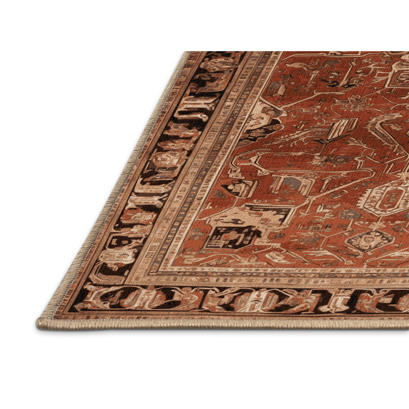 Tapis brun lavable à la machine, Rond 8 pi