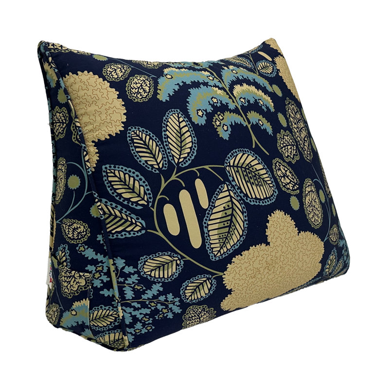 Triangular Backrest Cushion, Yellow/Blue Vine