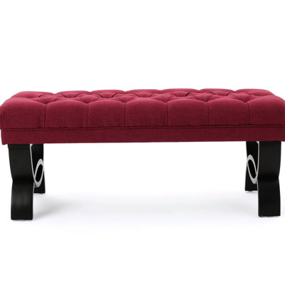 Gorgeous Red Fabric , Featuring Classic Tufting And A Stylish Look With Sophisticated Ambiance Half-Circle Feet