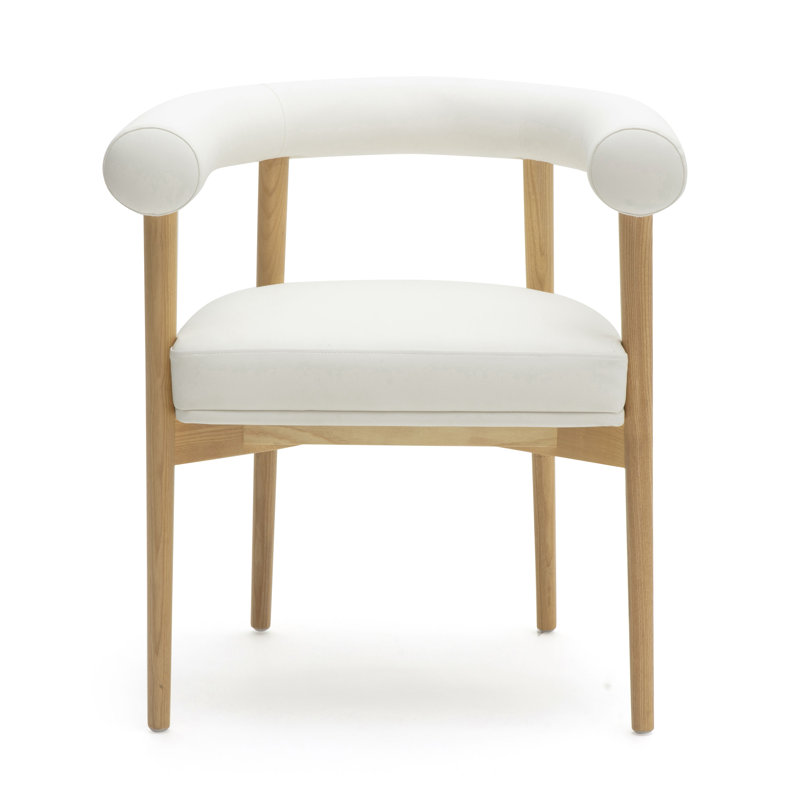 Chaise en cuir Spara, Naturel, Blanc