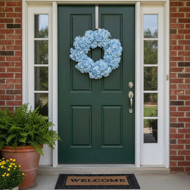 Sofia 24" Hydrangea Wreath, Light Blue