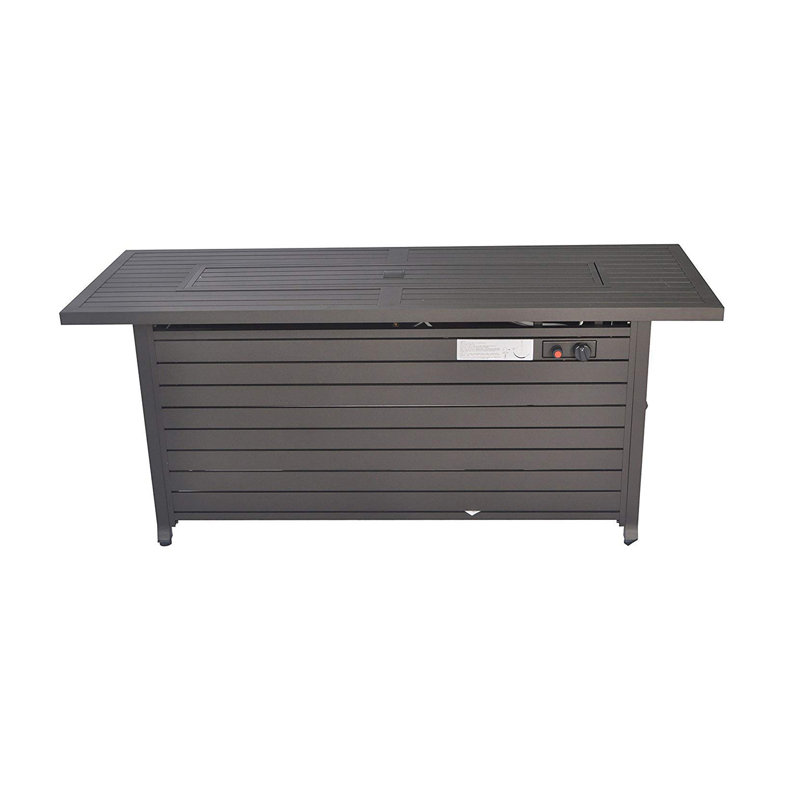 57 in Propane Fire Pit Table, 50000BTU, Retangular Outdoor Gas Fire Pit Table, Firepit Table with Lid & Wind Guard, ETL Certification, for Garden Backyard Deck Patio Camping Party