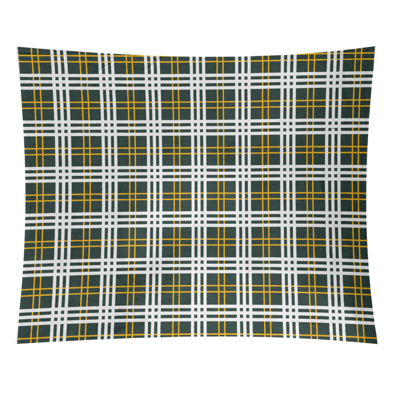 Tapisserie en microfibre de luxe Tampa Bay, H 88 po x l 104 po, Vert foncé / or / blanc