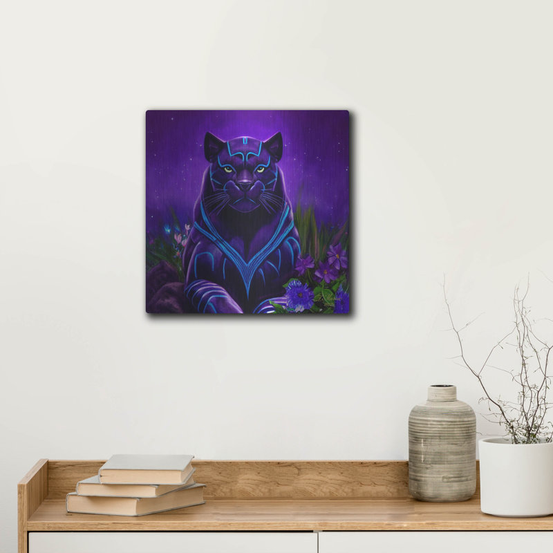 «King Panther» par Tanya Mavric, art mural en métal Dovecove, 24 po x 24 po, H 12 po x l 12 po