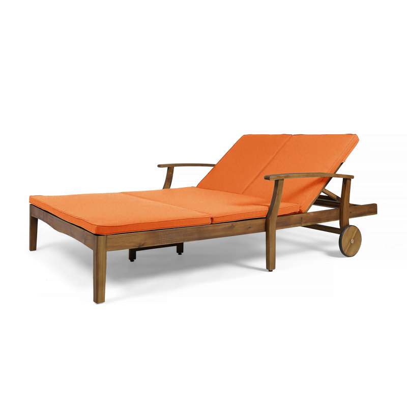 Double chaise longue de patio avec coussin, Orange