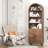 Storage Bookcase, Arched Bookcase With Doors, Wood Bookshelf For Bedroom, Study, Living Room, Walnut-1547578442