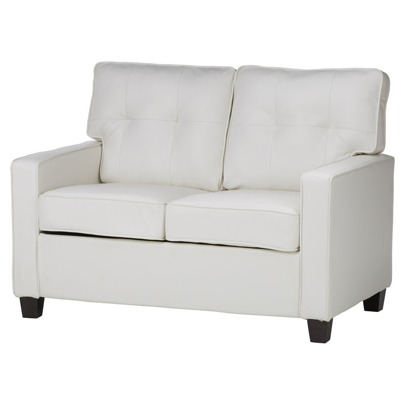 51'' Faux Leather Loveseat, White