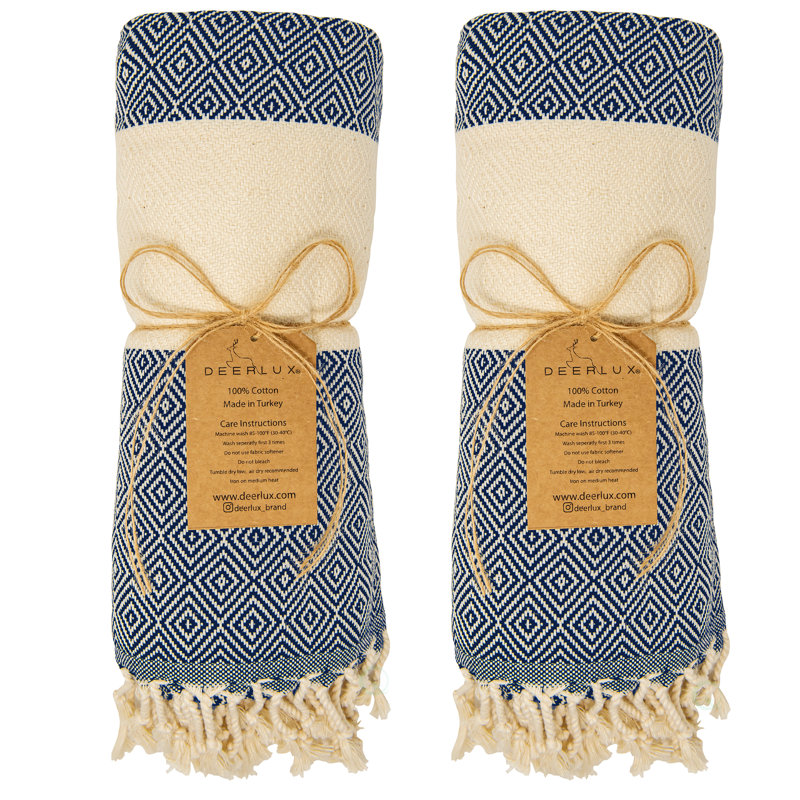 Ensemble de 2 serviettes de bain 100% coton, Bleu marine