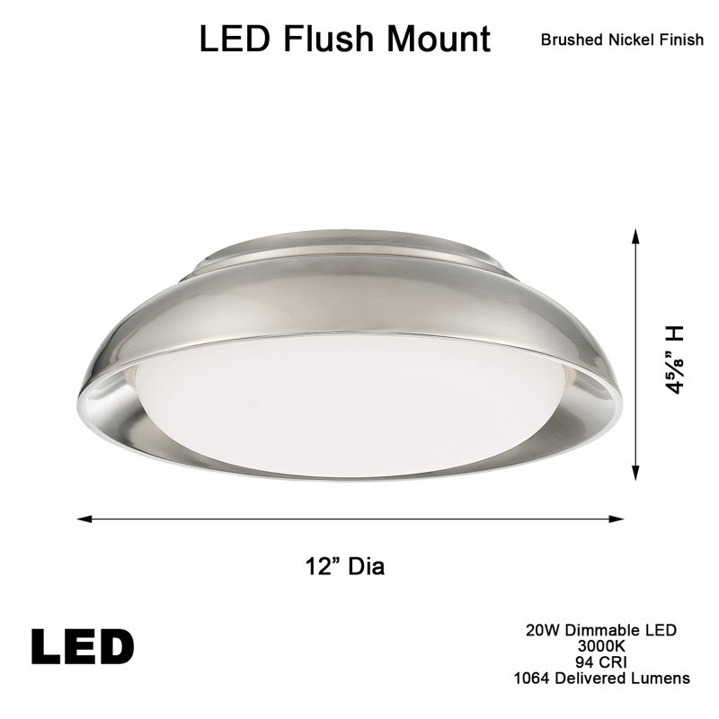 Plafonnier encastré à DEL - 15 po, Blanc sable, H 4,63 po x l 12 po x P 12 po
