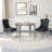 37"Modern Glass Dining Table Set, Irregular Stainless Steel Table Legs And Velvet Tufted Backrest Chairs