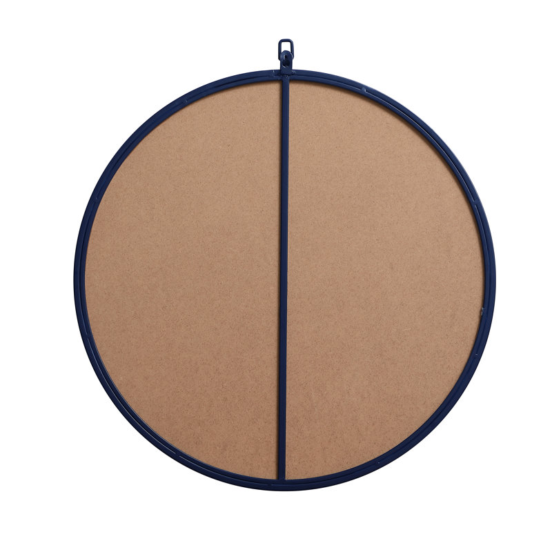 Cassie Metal/Manufactured Wood Round Wall Mirror, 24" x 24", Blue