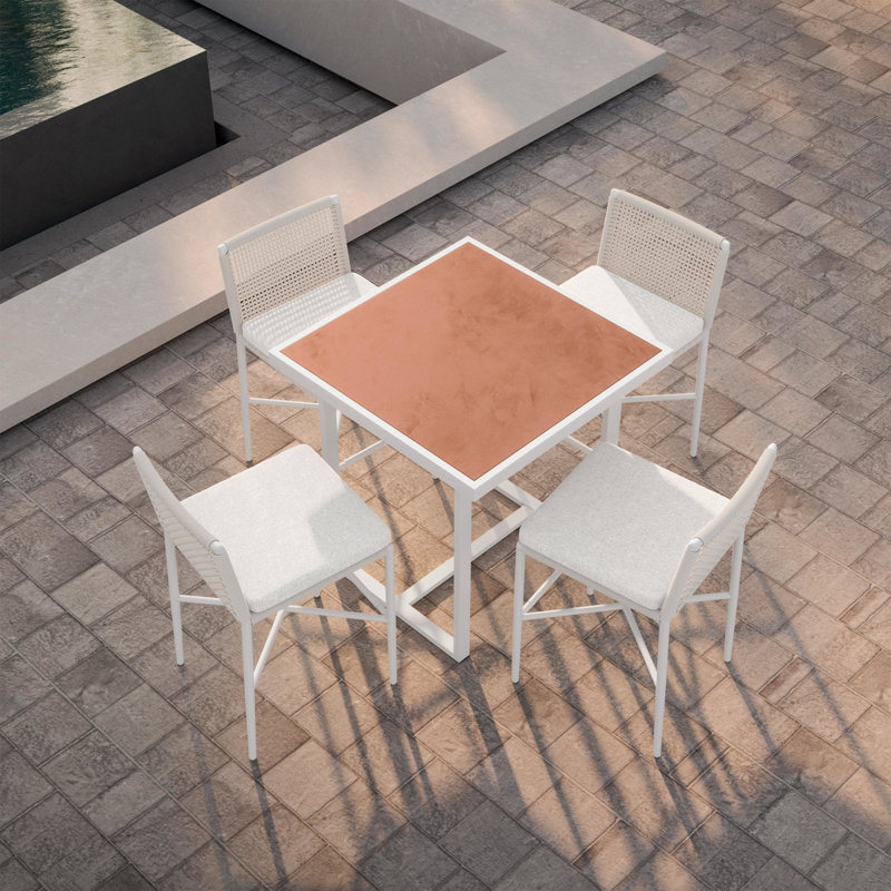 Pavia 35" Bar Table - Dekton Top, White, Micron