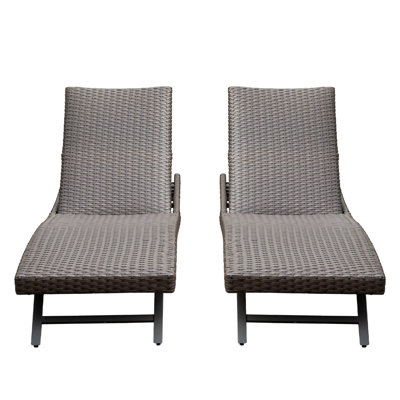 Chaise longue d'extérieur en osier 2 pièces
