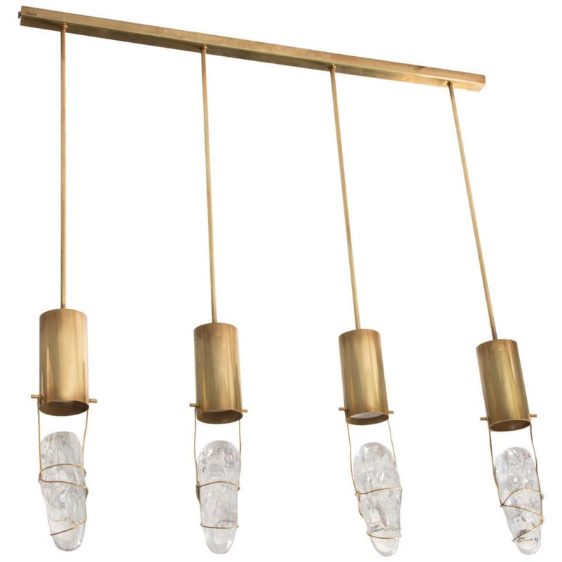 Lustre linéaire IQ2181 SUPERNOVA, 32 po de largeur x 4 po de profondeur x 51 po de h, Gelé, Laiton doré