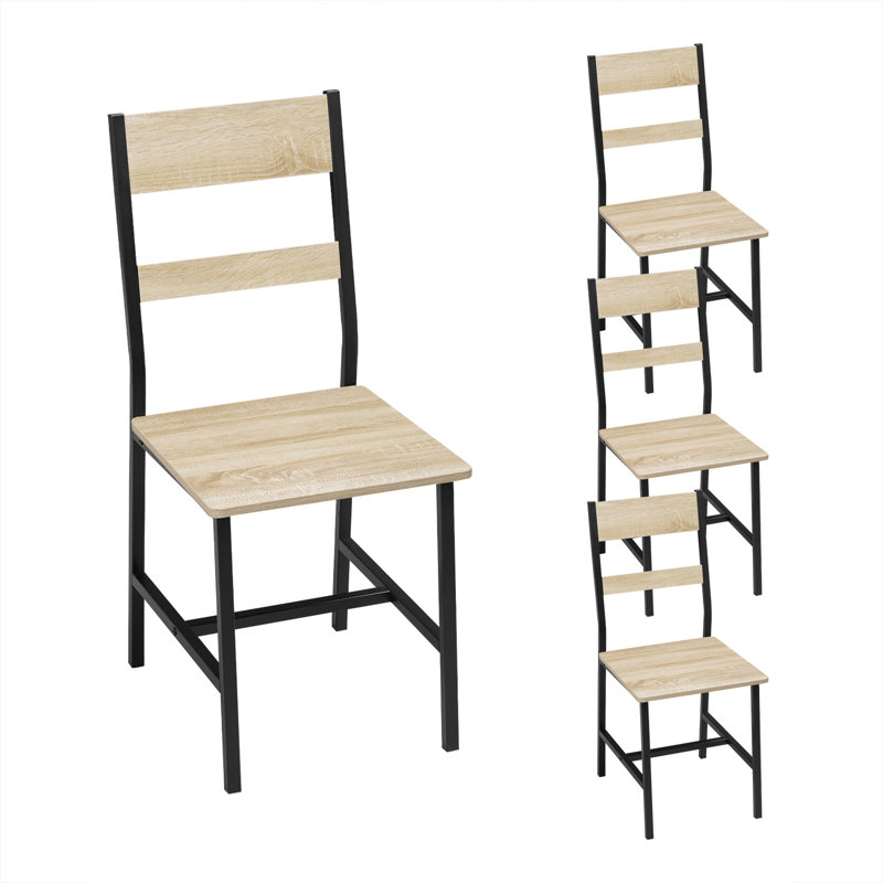 45cm H Metal Ladder Back Parsons Chair, Light Woodlook/Black