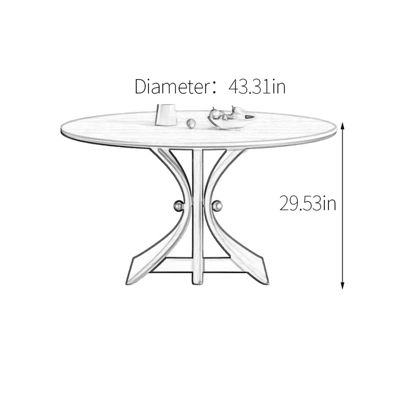 Table de salle à manger ronde en pierre frittée minimaliste, H 29,53 po x L 43,31 po x l 43,31 po