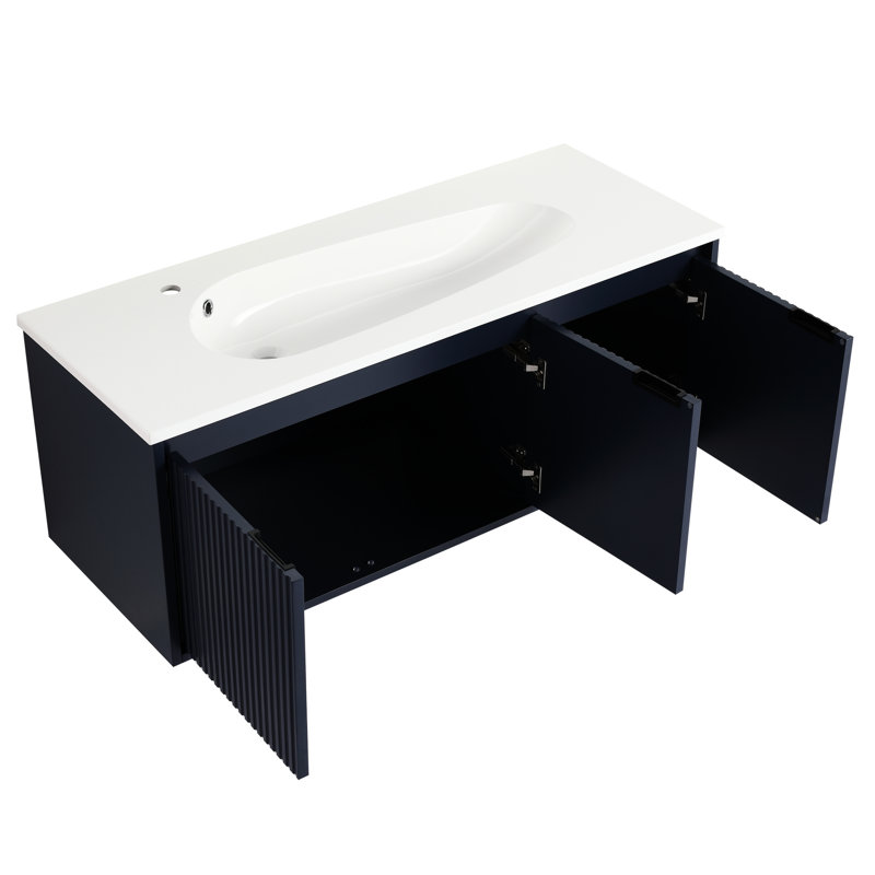 Meuble-lavabo de salle de bain avec lavabo en résine 48 po - Bleu marine