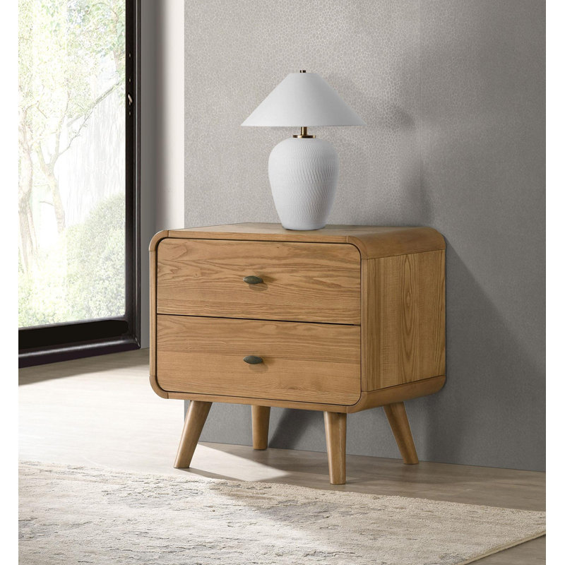 2-Drawer Nightstand Bedside Table Light Ash