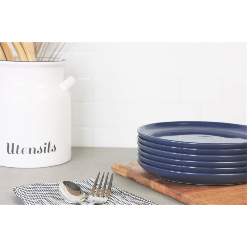 Assiette plate Double Line 10,5 po, Cobalt