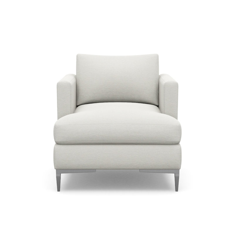Aiden Accent Chair, Polished Stainless, Neutral Olefin Blend