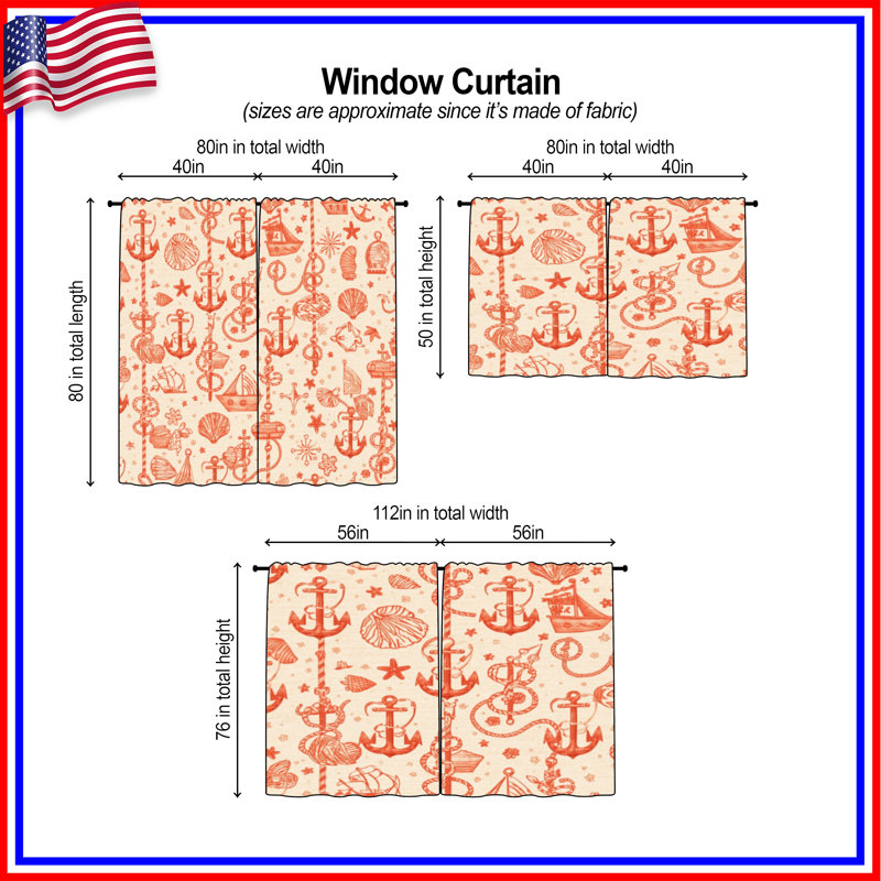 Rideaux obscurcissant Nautical Anchor Shells, 20 po x 80 po - 2 panneaux, Transparent