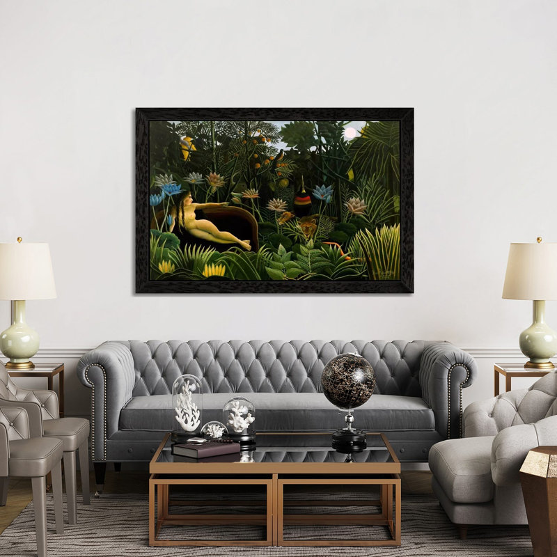 The Dream, 1910 by Henri Rousseau - Print on Canvas, Black Framed, 101.6 cm H x 66.04 cm W