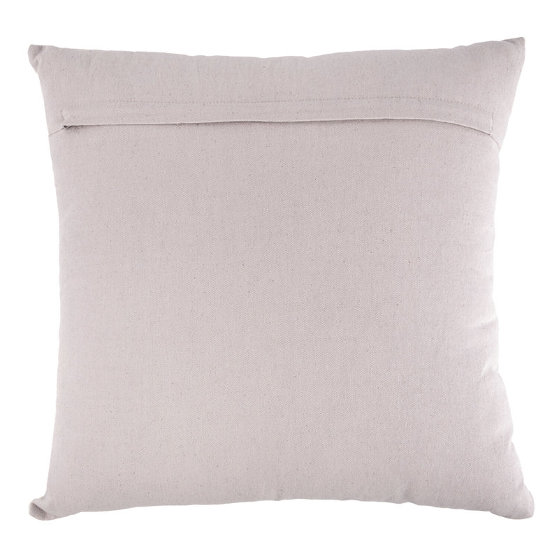 Desert Rose Beige Cotton Embroidered Square Pillow 18x18"