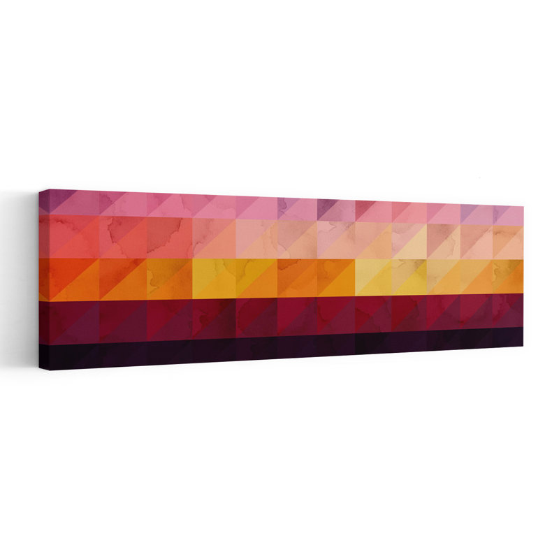 «Vibrant Gradient Triangles», art mural contemporain coloré abstrait, H 12 po x l 36 po