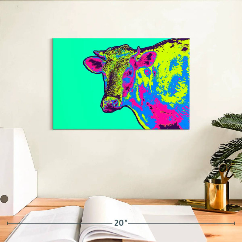 Vache au néon, H 8 po x l 12 po