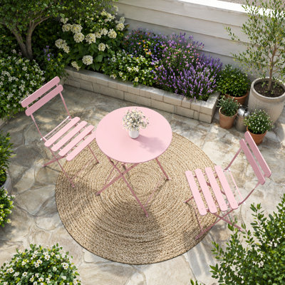 3 Piece Bistro Table and Chairs Set, Foldable Patio Furniture with Premium Frame for Indoor,Outdoor Use, Ideal for Balcony, Yard, Garden