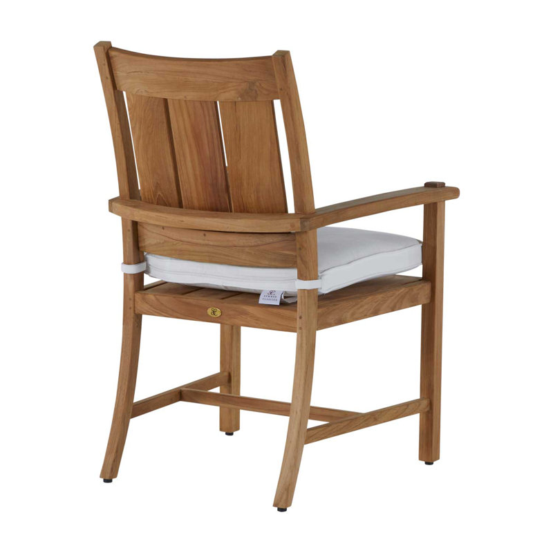 Croquet Teak Patio Dining Armchair with Cushions, Natural Teak, Welt, Bali Pearl