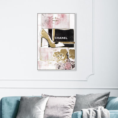Luxury Stacked Shoes Rose - impression sur toile