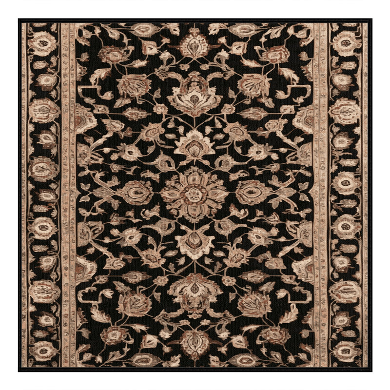 Machine Washable Persian Brown Area Rug, Square 3'