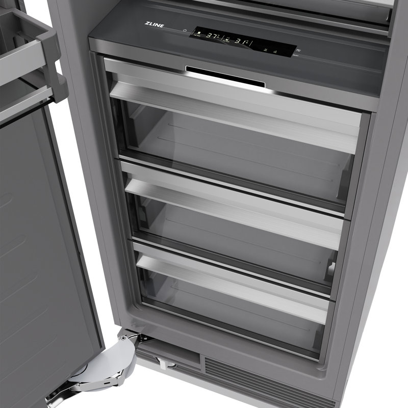 ZLINE Autograph 24 in. Column Refrigerator with Graphite Gray Interior and Polished Gold Accents, Stainless Steel/Black