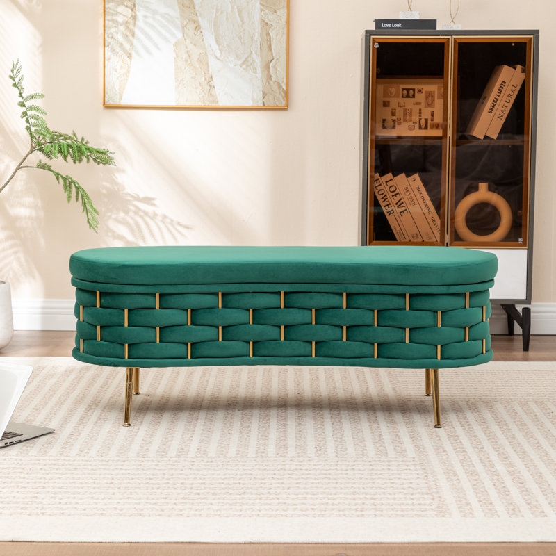 Banc de rangement rembourré Cristen, Vert foncé