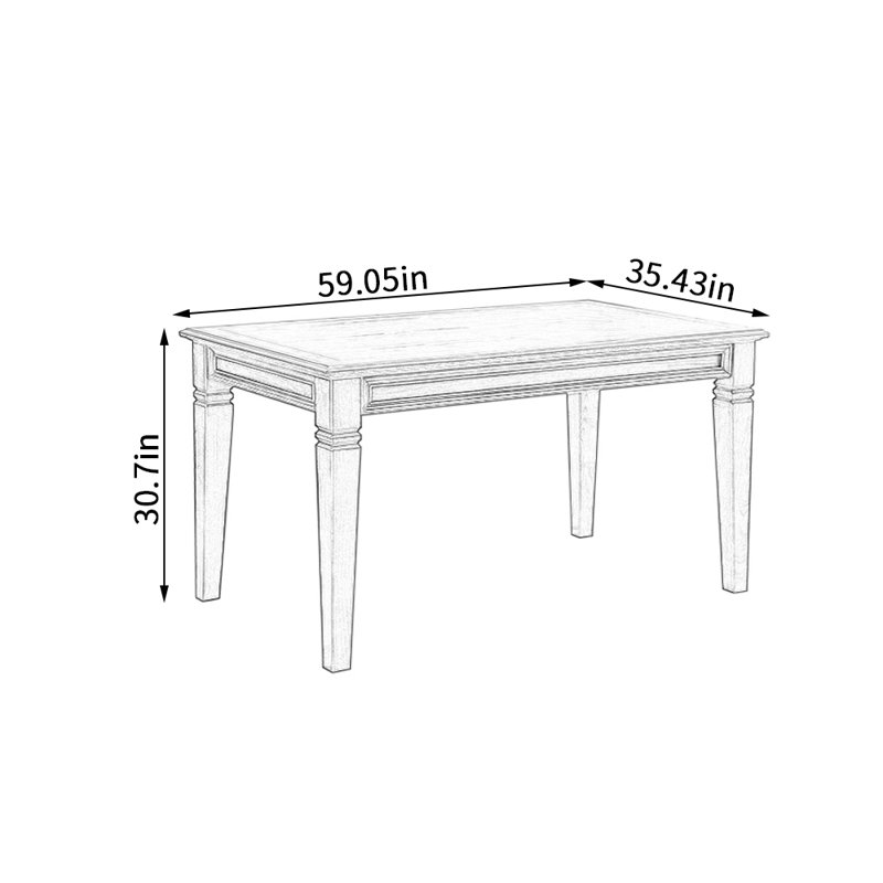 Sorina Ash Solid Wood Dining Table, 35.43" W x 59.05" L