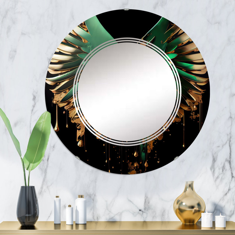 Rackel Green and Gold Angel Wings II - Miroir mural Wings Angel, 32 po x 32 po