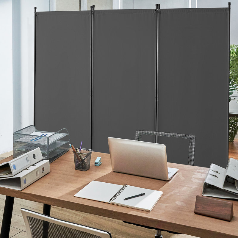 Cloison, 3 cloisons et écrans d'intimité pliables, cloisons de séparation en tissu pour bureau, chambre à coucher, salle à manger, bureau, autoportant, gris