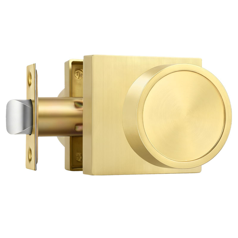 Brushed Gold Door Knobs Passage, Closet Door Knob Zinc Alloy, Contemporary Gold Interior Door Knobs for Hallway, 1 Pack