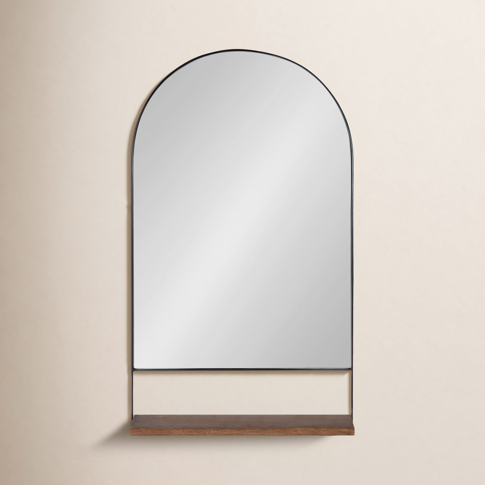 Cielo Arch Mirror with Shelves, Black/Natural, 34" x 20"