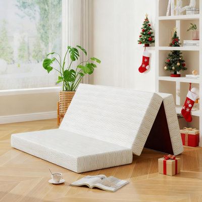 6" Tri-Fold Memory Foam Mattress, Portable Folding Murphy Bed Mattress With Removable Washable Cover