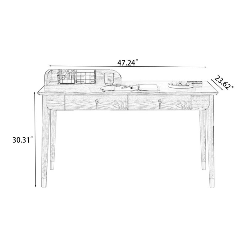 Nut-brown Rectangular Solid Wood with 2 drawers Writing desk, 30.31" H x 47.24" W x 23.62" D
