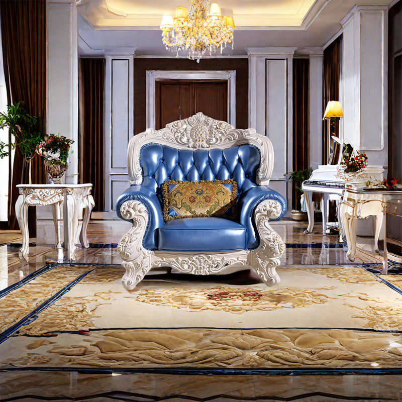 Fauteuil en cuir véritable touffeté à largeur 53,1 po European