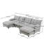 Canapé d'angle modulaire moderne en forme de U de 138 po avec 2 poufs - Canapé à assise profonde avec coussins en treillis et assemblage facile-347115071