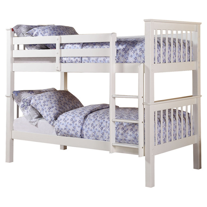 Bunk Bed with Built-in Ladder Included, White