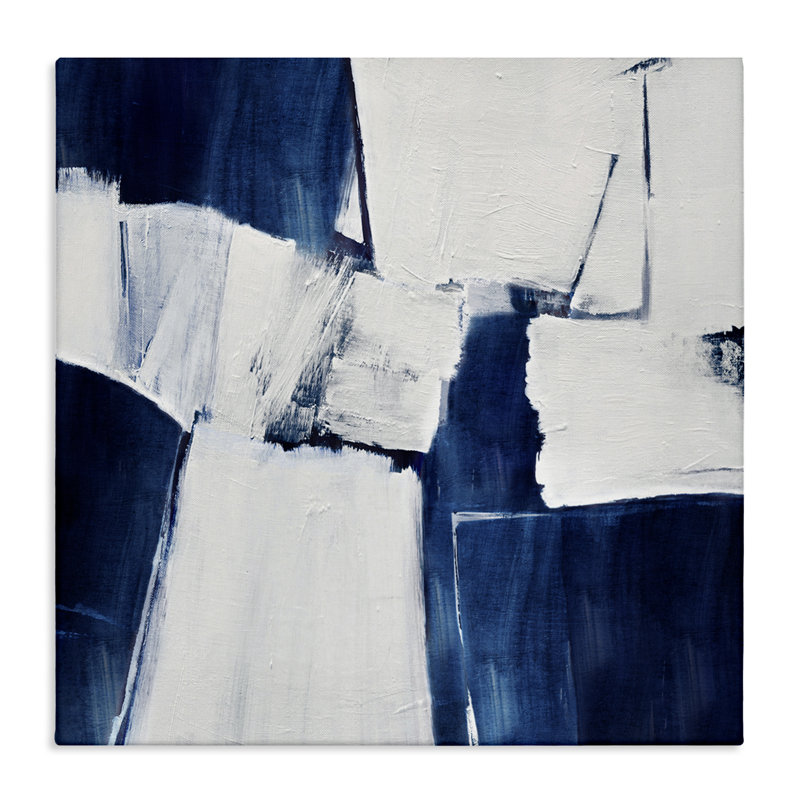 Toile abstraite bleue, art mural par Judy Shapiro, H 24 po x l 24 po