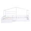 Lit plateforme simple avec 3 tiroirs de rangement - Lit simple en forme de L en bois massif, blanc-964927210