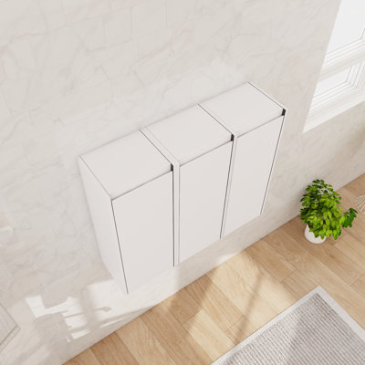 36" Wall Mounted Bathroom Side Cabinet With 3 Soft Close Doors