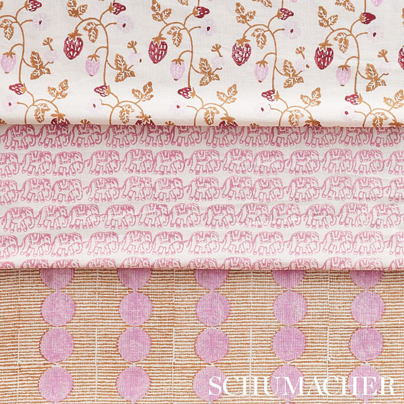 Schumacher x Molly Mahon Strawberry Hand Block Print Fabric, Copper