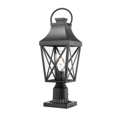 Garden & Yard Post Light – 20.3" Outdoor Lamp Fixture With Pier Mount Base, Textured Black, For Entrances & Walkways (1 Pack)